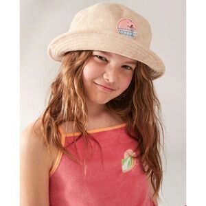 NWT Roxy Astral Girl Bucket Hat Beige Beach Surfing Graphic‎ Kids OSFM